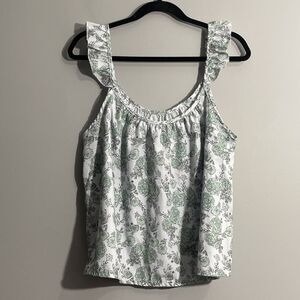 Dazy Women's Floral Print Pajama Set Large Green Shorts  Sleepwear Pockets